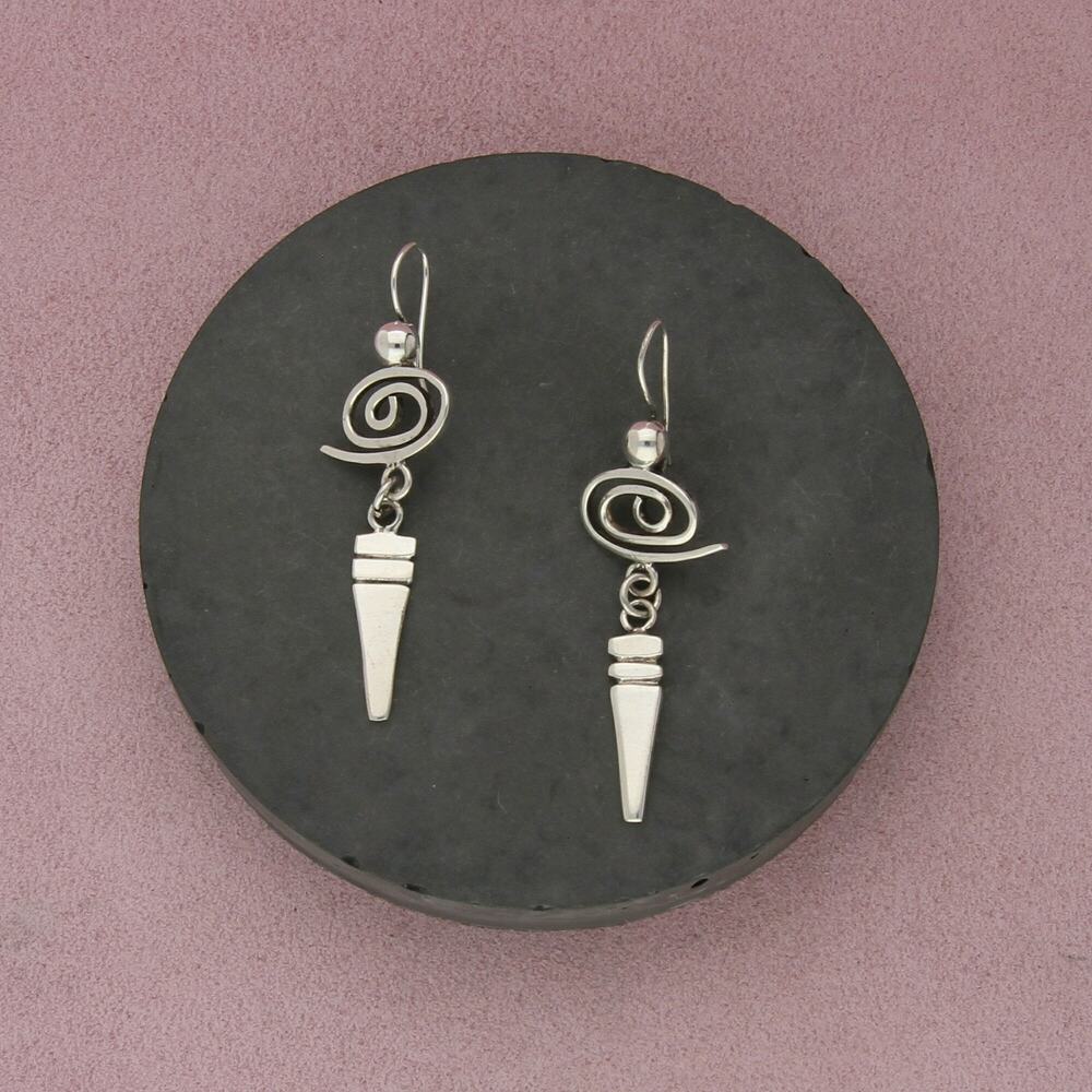 sterling silver swirl dangle earrings